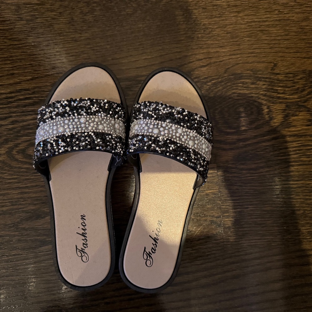 Beaded, Pearl, Crystal Slide Shoes